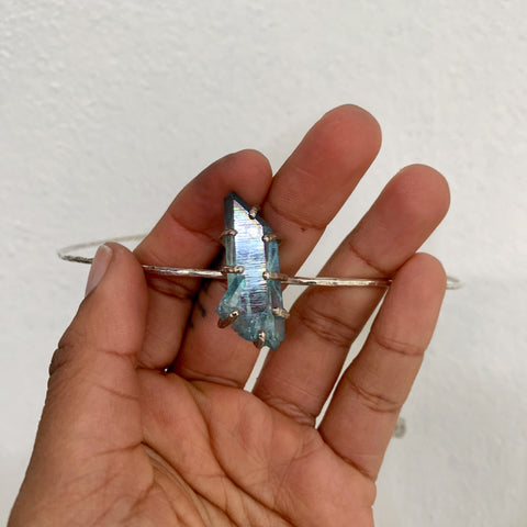One Of A Kind Aqua Aura Raw Crystal Collar